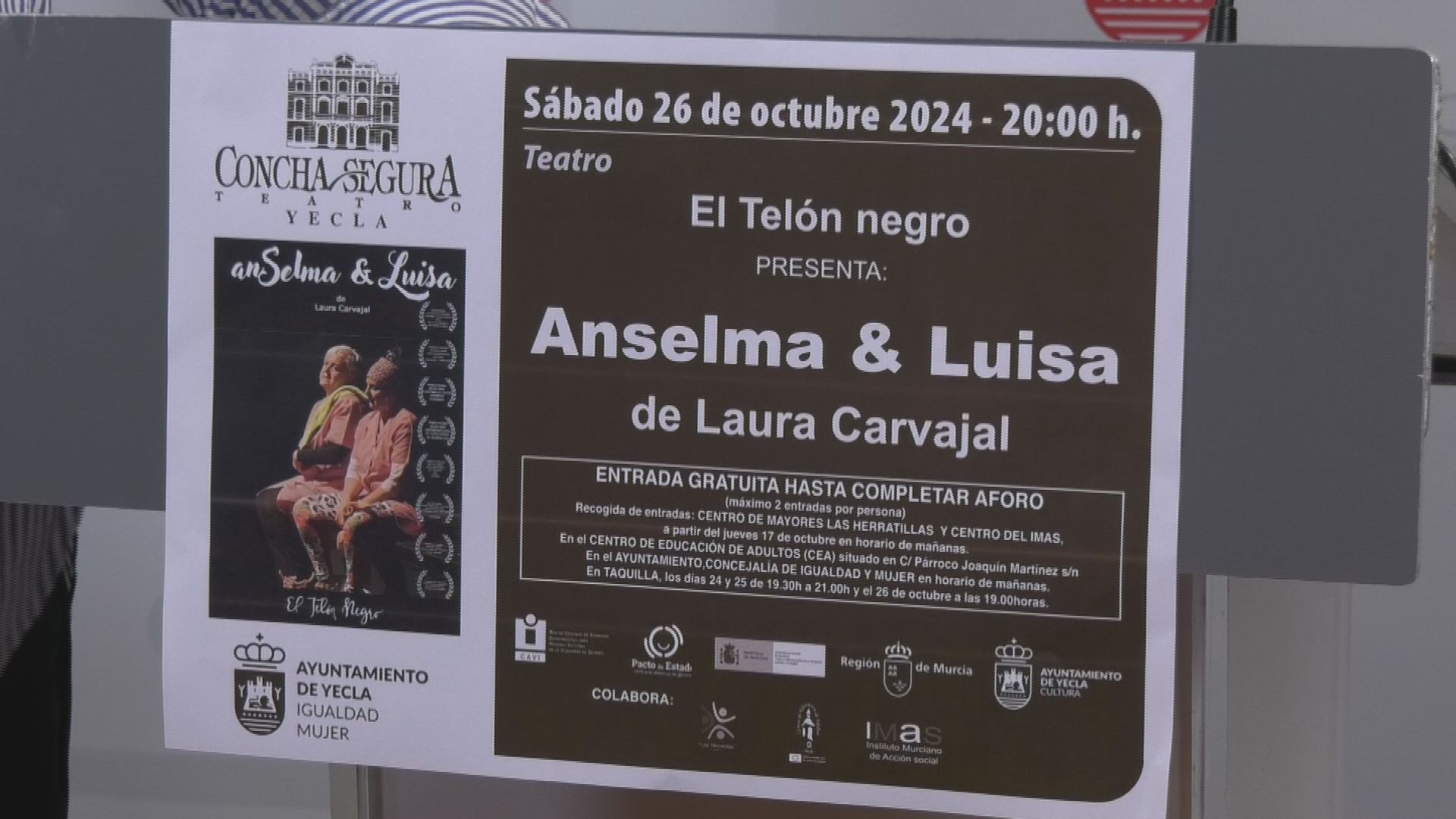 El sábado 26 de octubre se llevará a cabo en el Concha Segura &quot;Anselma y Luisa&quot;